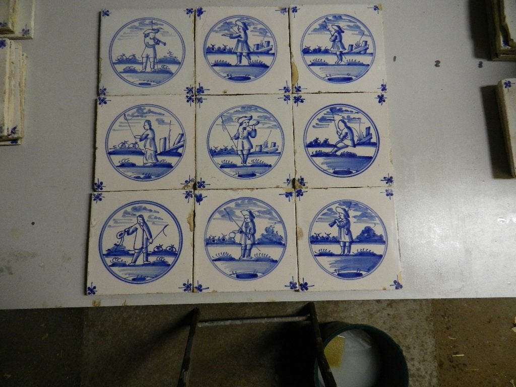 Antieke wandtegels 9x, Ophalen