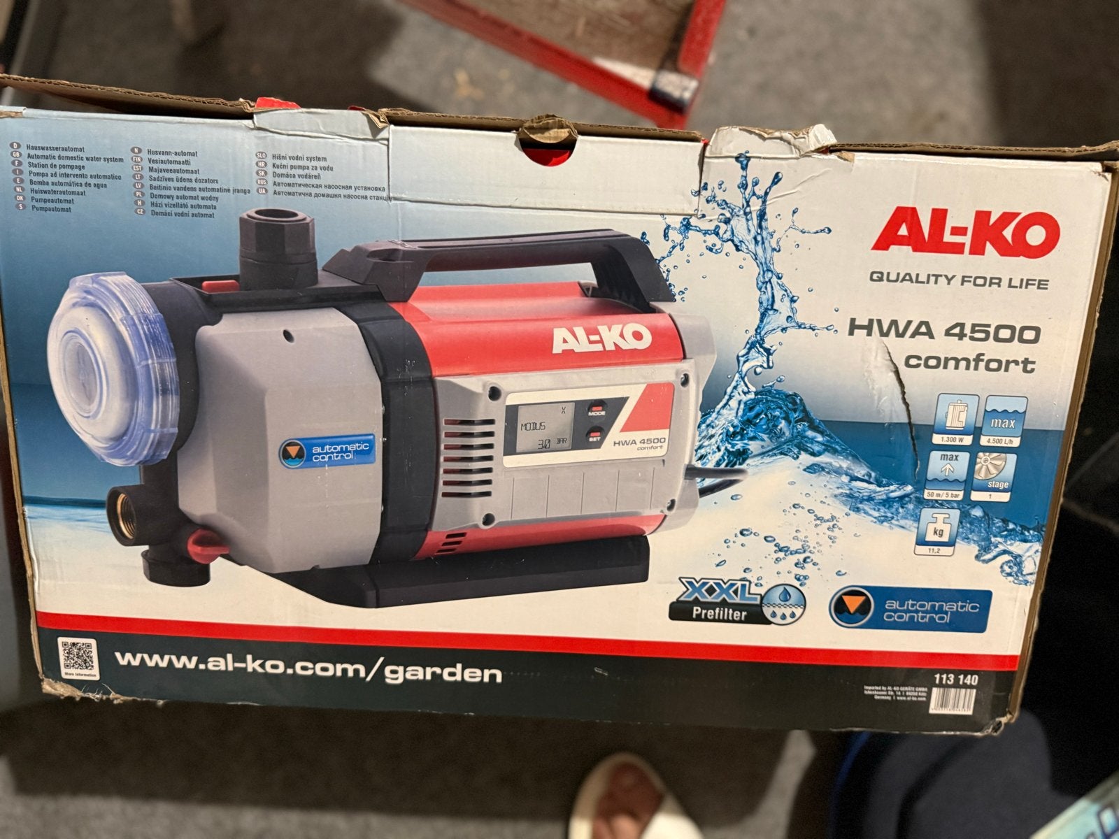 AL-KO HWA 4500 Comfort Hydrofoorpomp - Nieuw in doos, Ophalen, Nieuw, Elektrisch, Hydrofoorpomp