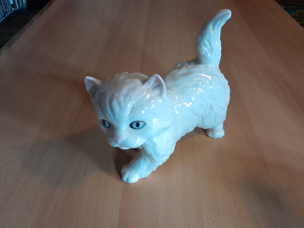 Vintage Melba Ware Witte Jonge Poes (izgs) Kat, Antiek en Kunst, Ophalen, Zoogdier, 20 - 50 cm, Beeld