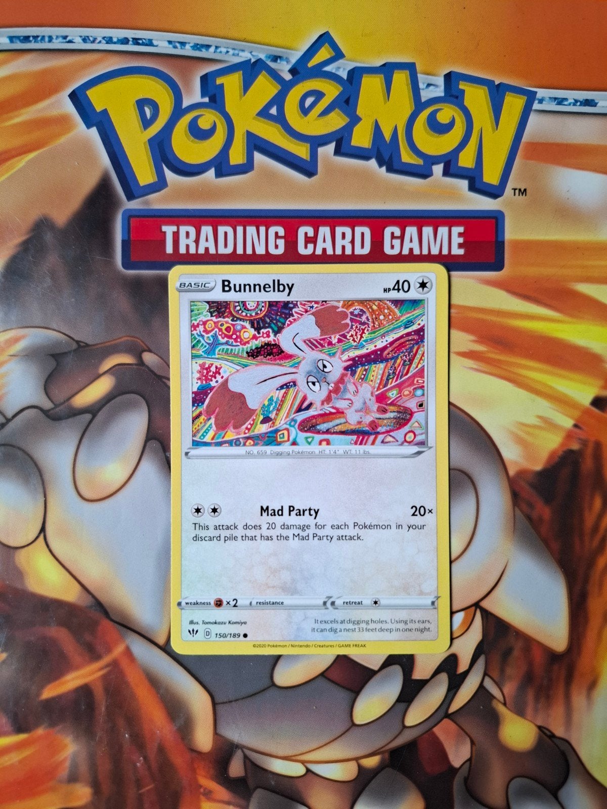 Bunnelby 150/189 Darkness Ablaze pokemon kaart nm, Ophalen of Verzenden, Zo goed als nieuw, Losse kaart