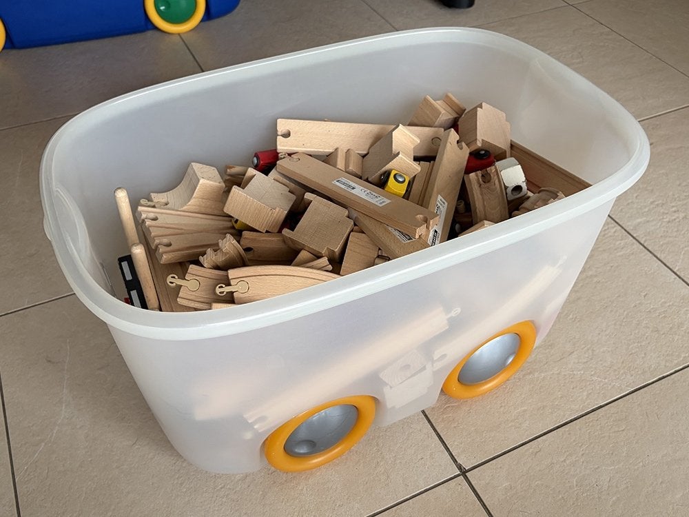 Grote bak met drie Ikea LILLABO sets, Ophalen, Gebruikt, Duw- of Trekspeelgoed