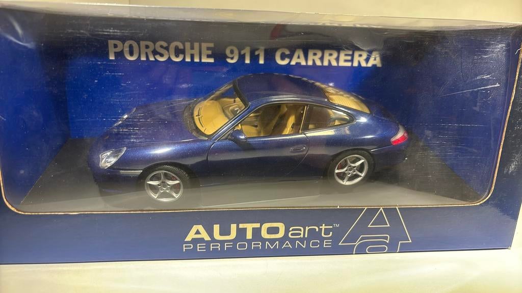 Porsche 911 Carrera bleu autoart 1.18, Overige merken, Auto, Ophalen of Verzenden, A