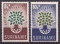 Suriname NVPH nr 345/6 postfris Vluchtelingen 1960, Ophalen of Verzenden, Postfris