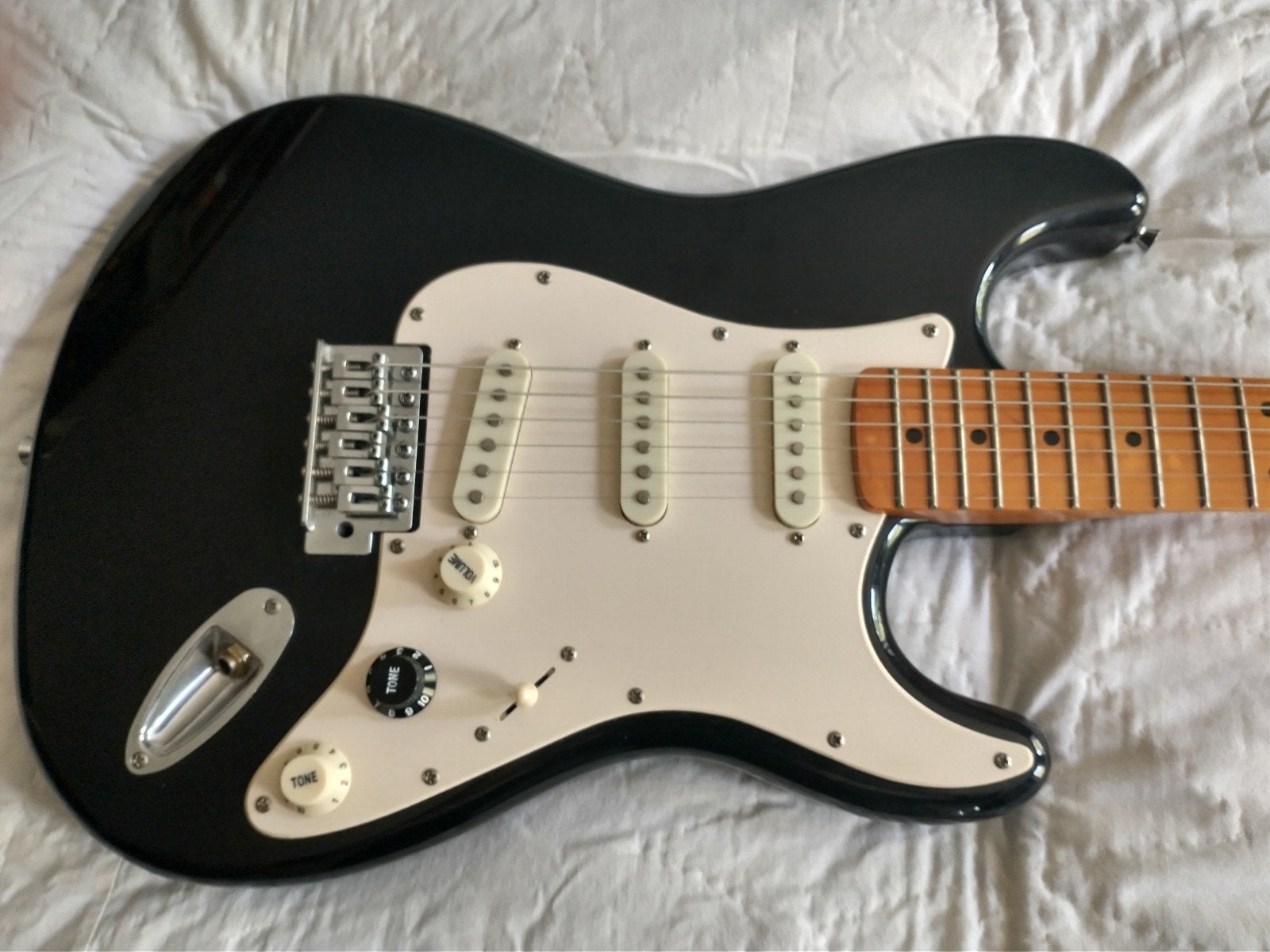 SX Vintage strat met toebehoren., Gebruikt, Met versterker, Solid body, Ophalen