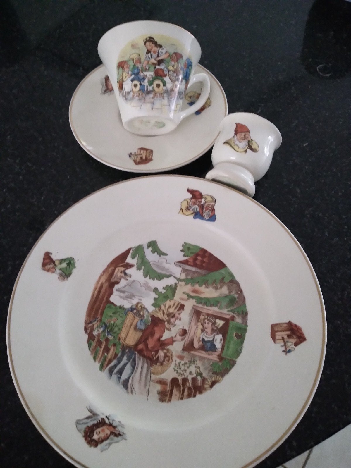 Zeldzaam Sneeuwwitje Kinder Servies - Société Céramique, Ophalen of Verzenden