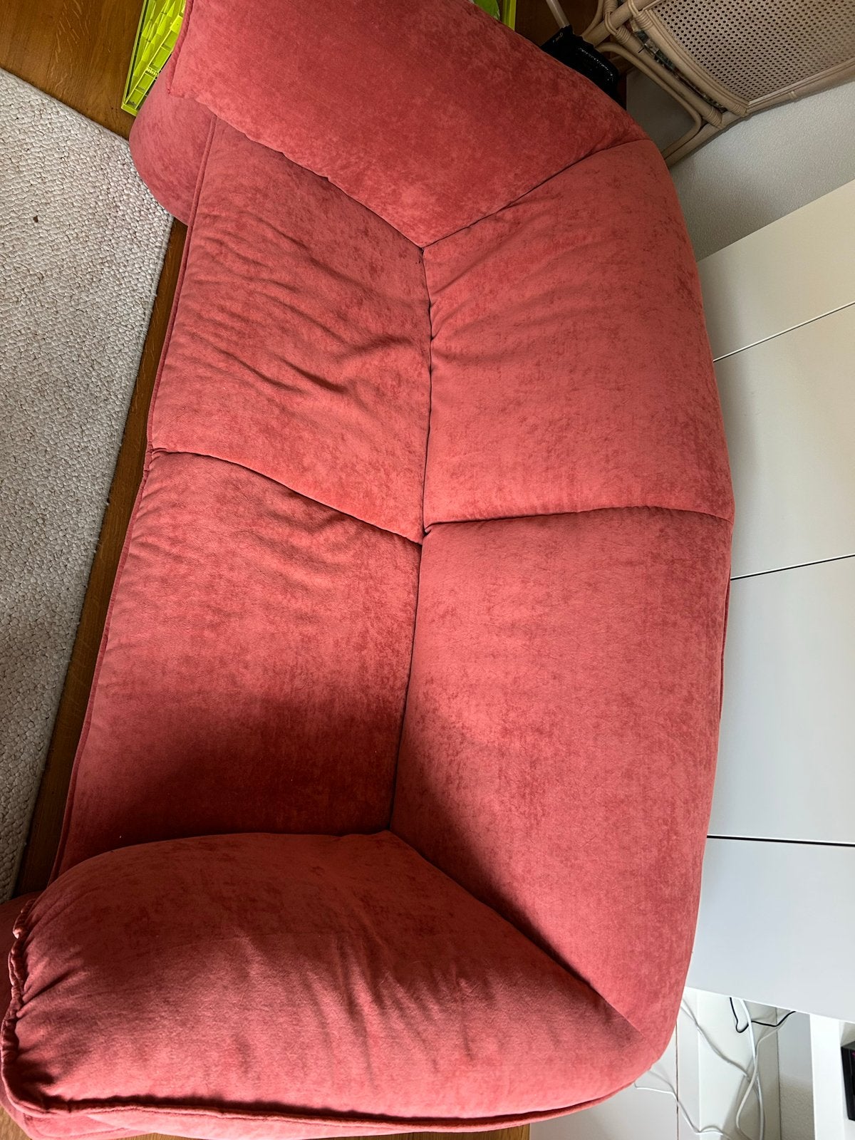 Comfortabele rode bank, Ophalen, 250 tot 300 cm, Gebruikt, Tweepersoons