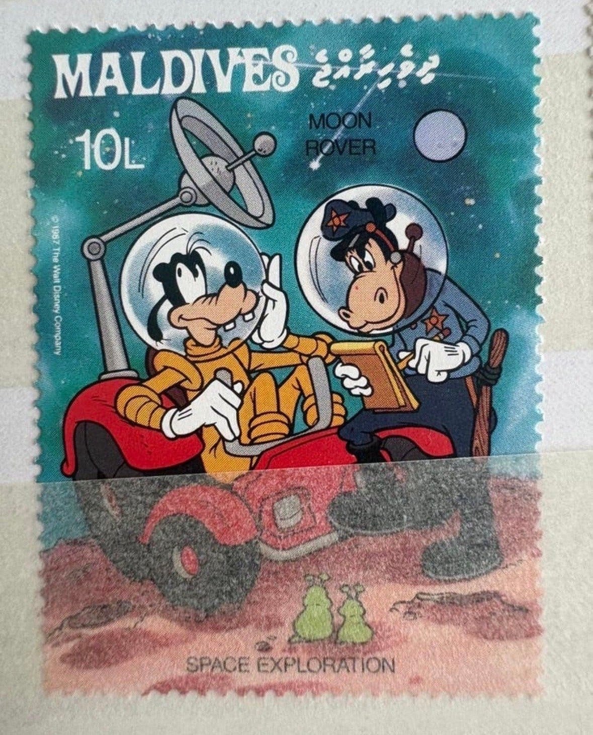 Maldiven postzegel 1987 Disney Goofy Moon Rover, Ophalen of Verzenden, Onbeschreven, Rest van de wereld