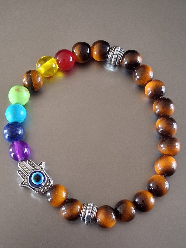 armband chakra hamsa bruine kralen, Overige materialen, Bruin, Verzenden, Nieuw