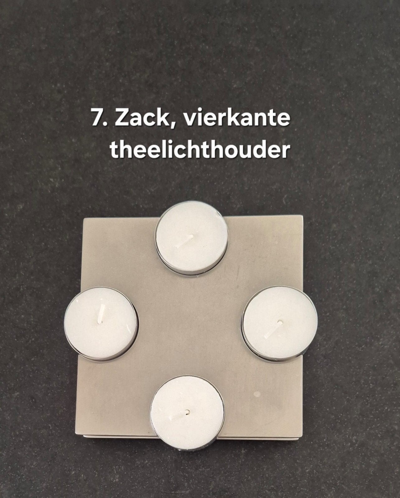 Zack vierkante theelichthouder, Gebruikt, Ophalen of Verzenden, Metaal, Grijs