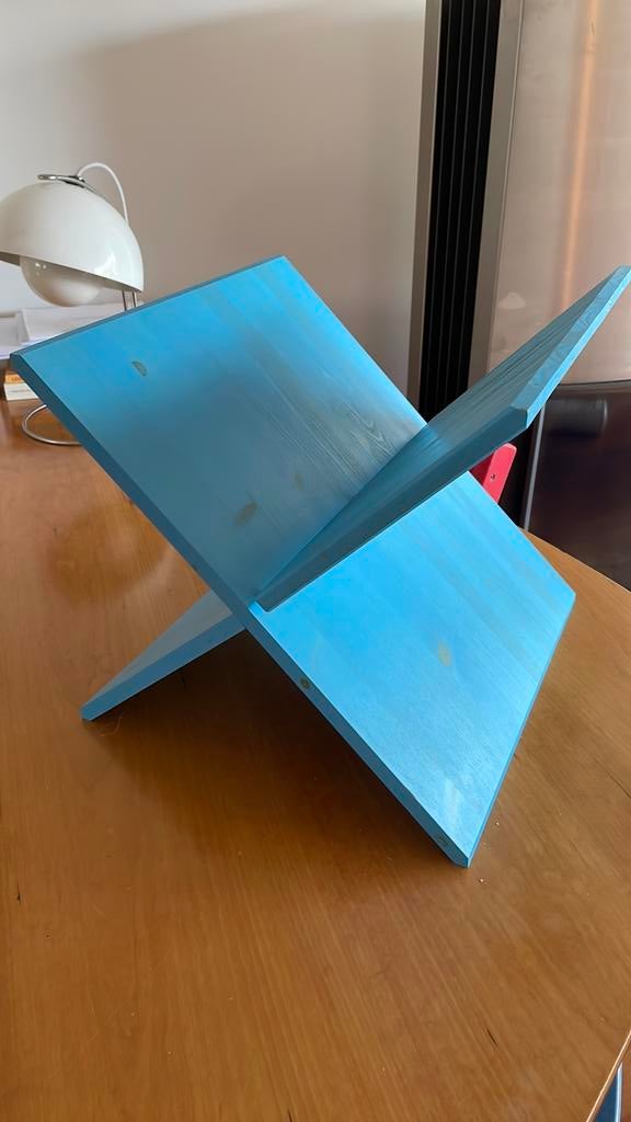 2x Kallax diagonaal inzetstuk wijnrek, blauw hout. ikea, Ophalen of Verzenden, Zo goed als nieuw
