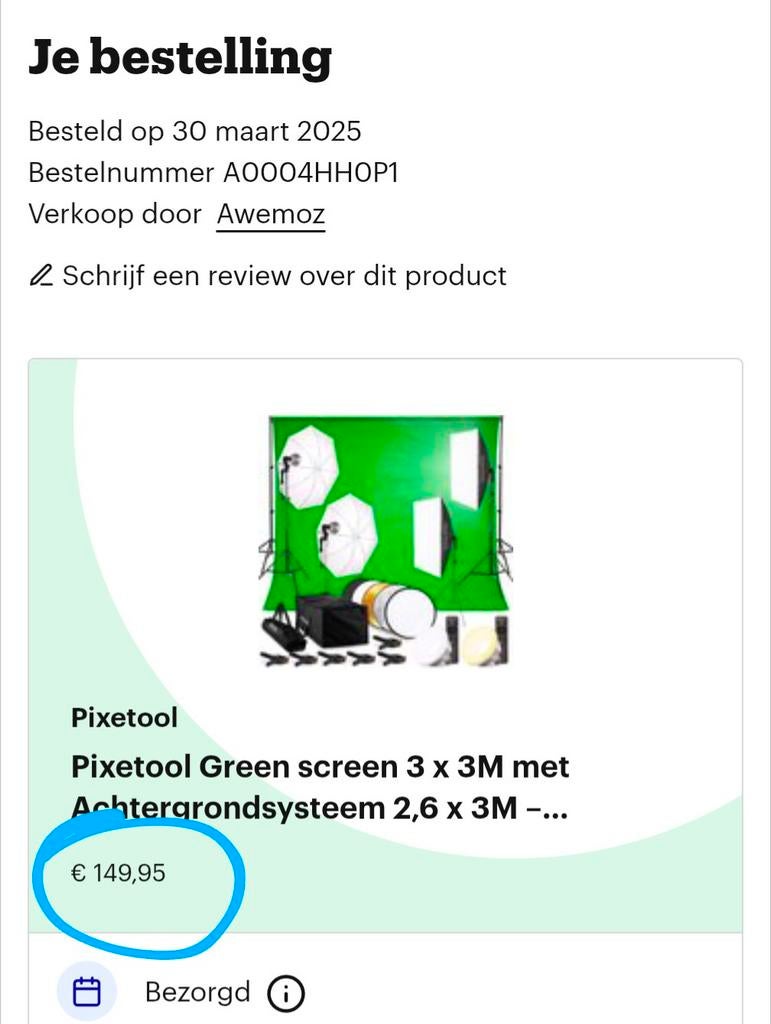 Piketool Green screen met achtergrondsysteem en lampen, Ophalen