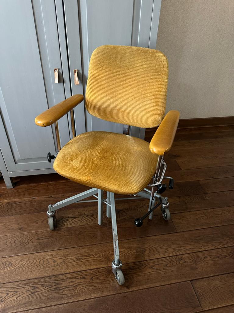 Vintage Bureaustoel Mercado Rehab Zweden - Geel, Huis en Inrichting, Bureaustoelen, Ophalen of Verzenden, Zo goed als nieuw, Geel