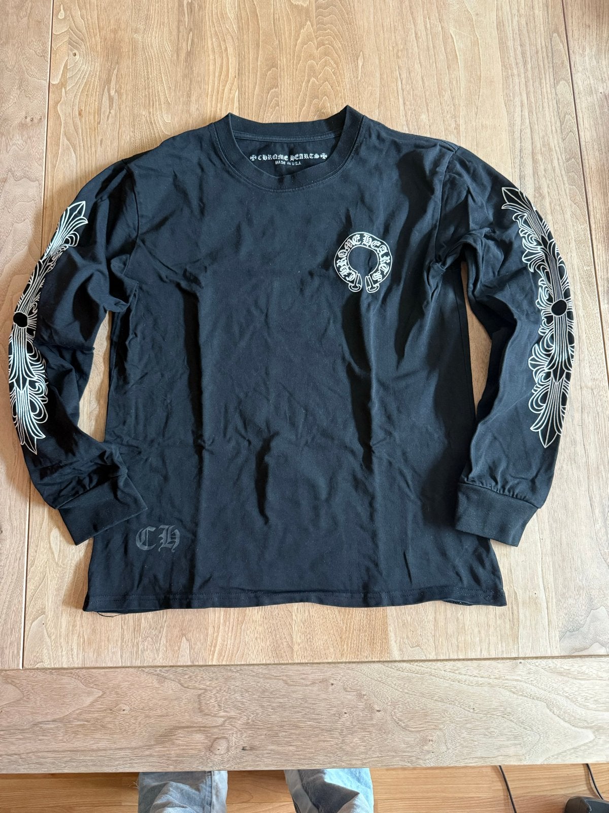 Chrome hearts longsleeve - maat L - valt kleiner/used, Ophalen of Verzenden, Zo goed als nieuw, Maat 48/50 (M), Zwart