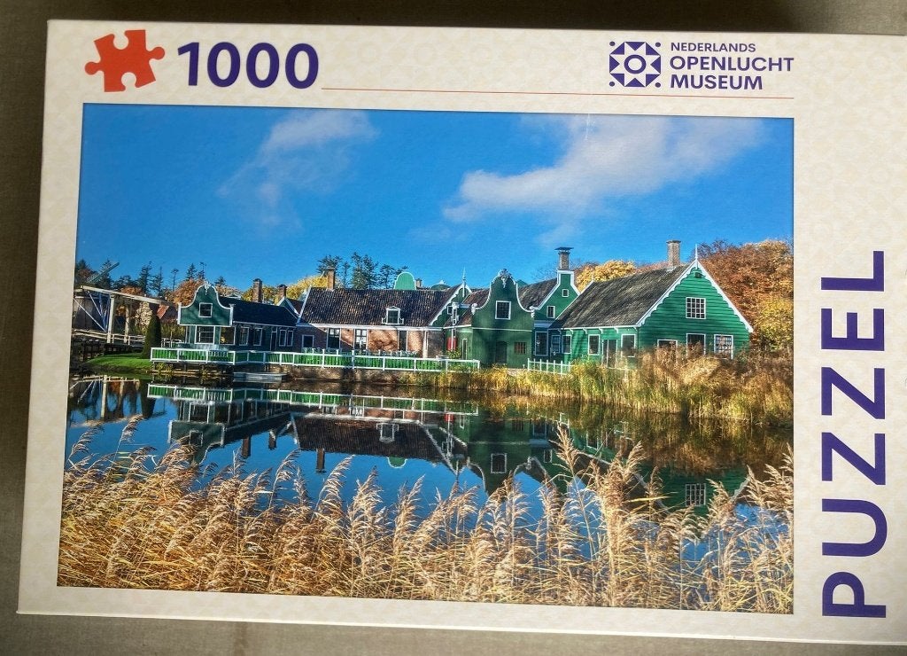 legpuzzel Nederlands Openluchtmuseum zaanse huisjes 1000 st, Ophalen of Verzenden, 500 t/m 1500 stukjes, Zo goed als nieuw, Legpuzzel