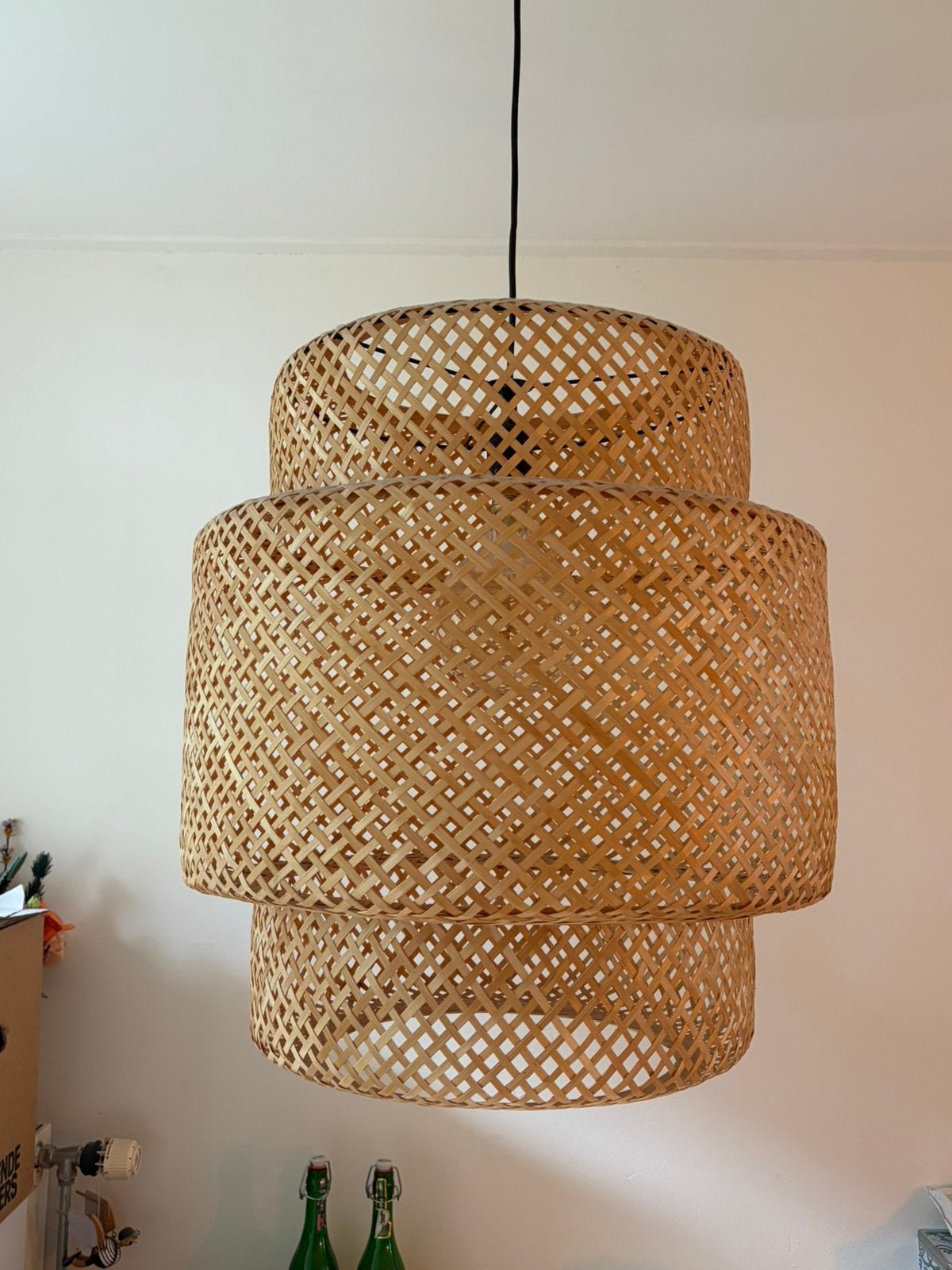 Ikea sinnerlig rotan hanglamp, Huis en Inrichting, Ophalen, Zo goed als nieuw