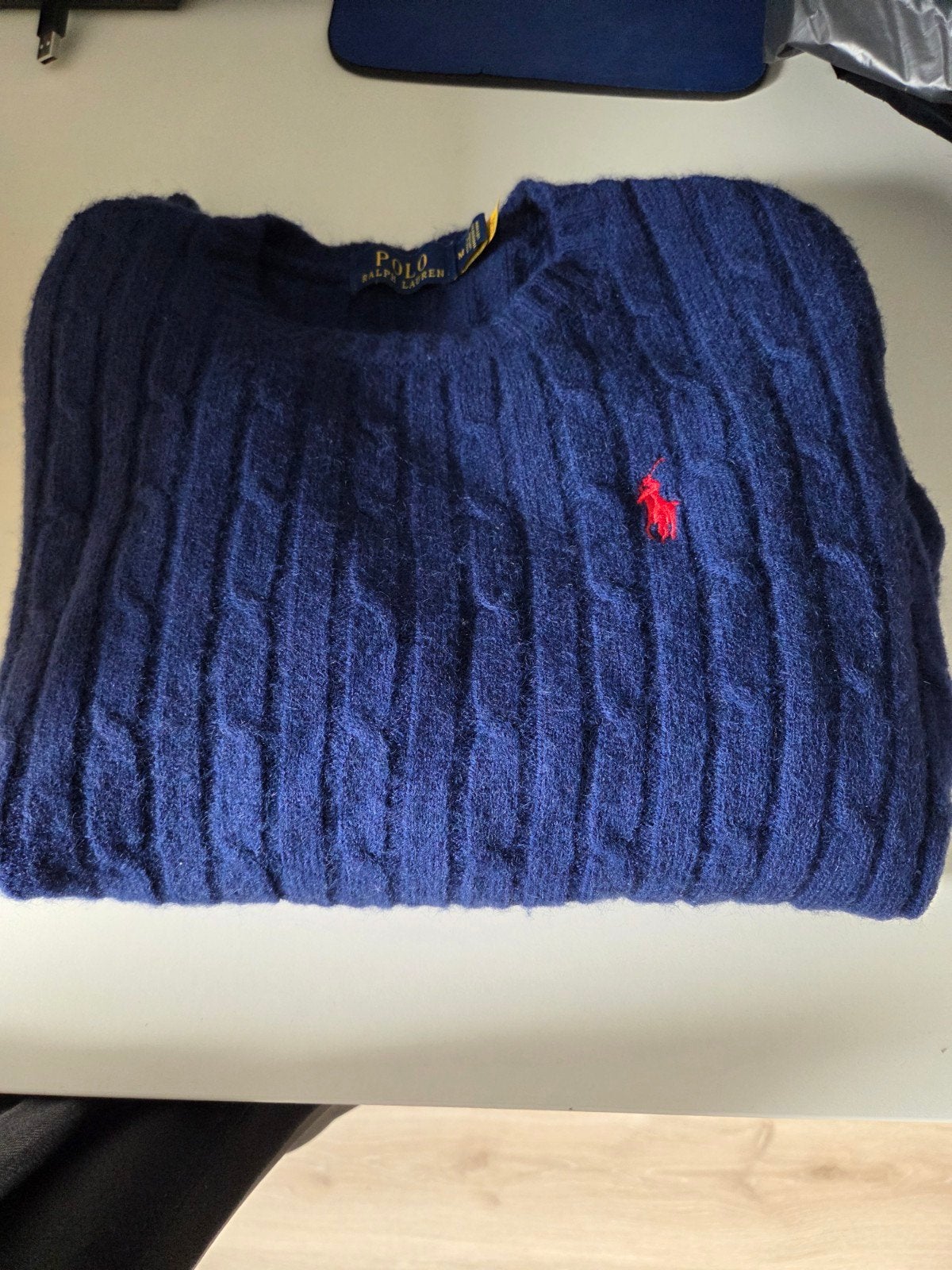 Polo Ralph Lauren kabeltrui - Donkerblauw, Ophalen, Zo goed als nieuw, Blauw