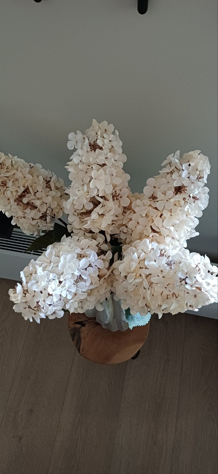 5 Zijde Hortensia's van 80 cm, Binnen, Kunstbloem, Ophalen of Verzenden, Wit