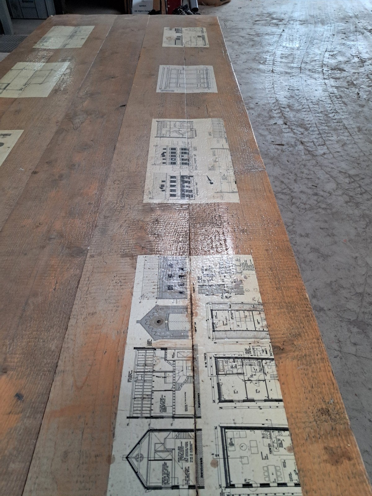 Zelfgemaakte steigerhouten tafel met bouwtekeningen, Ophalen of Verzenden