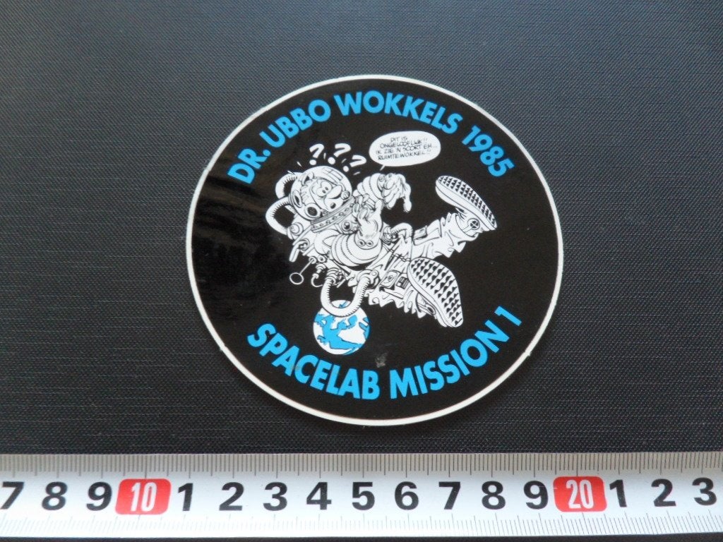 sticker Dr. UBBO WOKKELS 1985  Spacelab Mission 1 *, Ophalen, Zo goed als nieuw