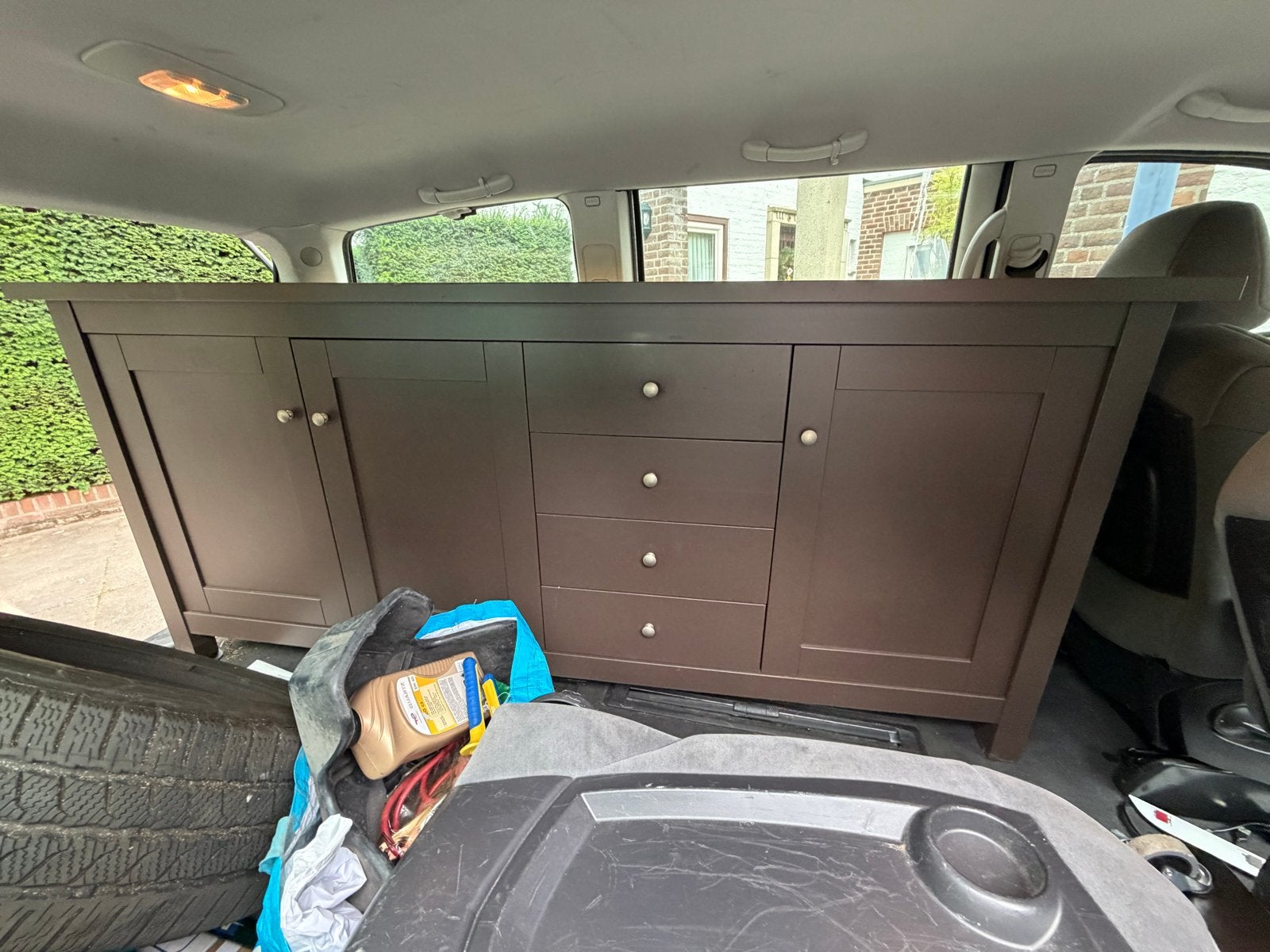 Donkerbruin dressoir met lades en deuren, Huis en Inrichting, Kasten | Dressoirs, Ophalen, Gebruikt, 150 tot 200 cm, 50 tot 75 cm
