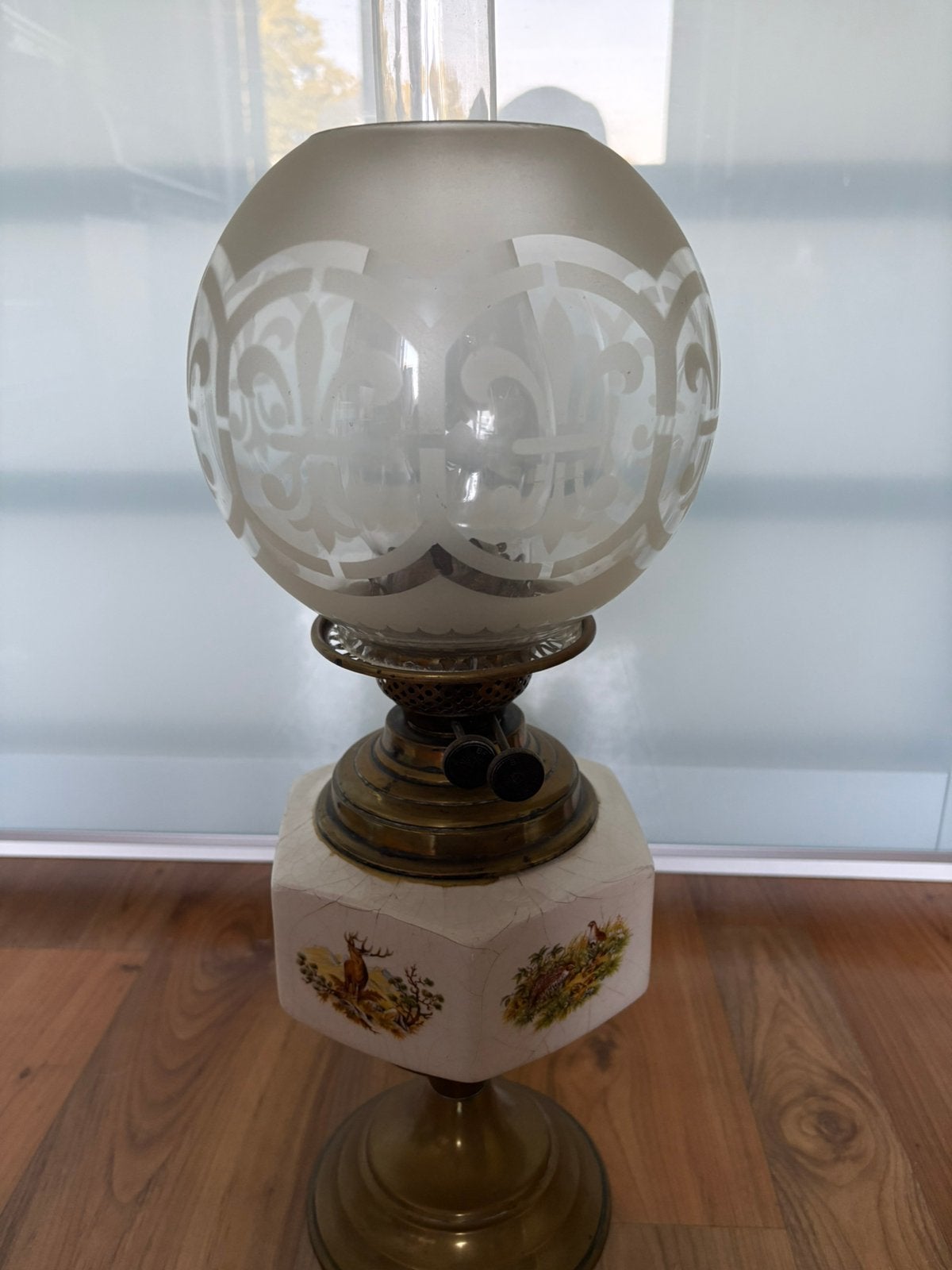 Antieke petroleum olielamp, Antiek en Kunst, Ophalen
