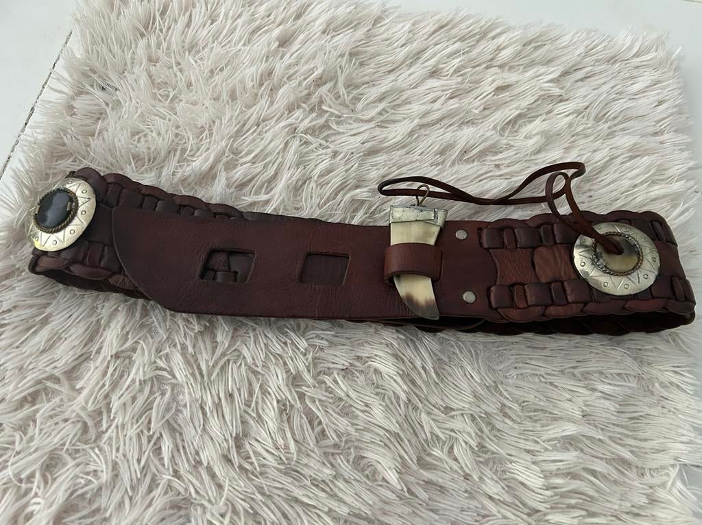 Boho ceintuur bruin leer 70cm-85 cm, Kleding | Dames, Ophalen of Verzenden, Nieuw, Bruin, 80 tot 90 cm