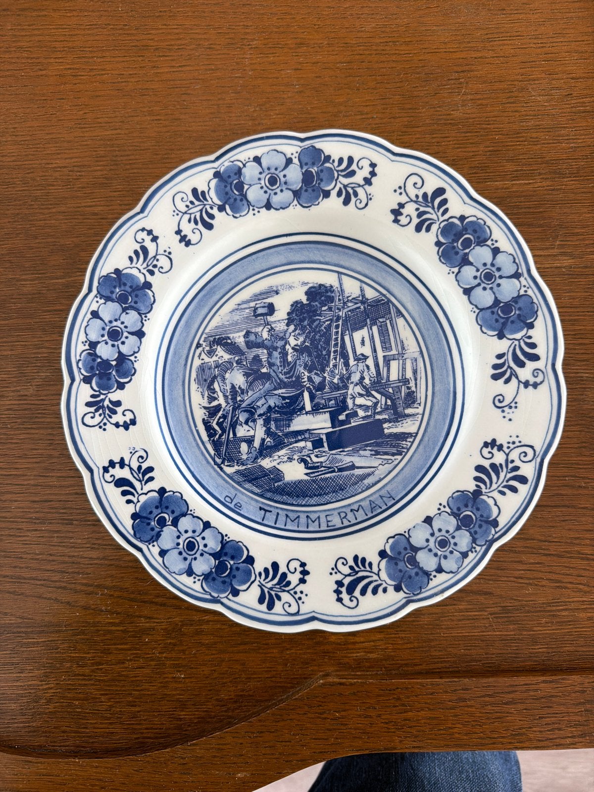 Delfts Blauw Wandbord 'De Timmerman' - Handwerk Holland, Ophalen of Verzenden