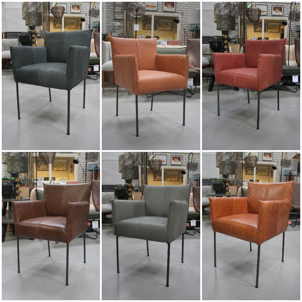 5 x luxe eetkamerstoel Forward Jess leer armleuningen design, Ophalen, Zo goed als nieuw, Leer, Vijf, Zes of meer stoelen