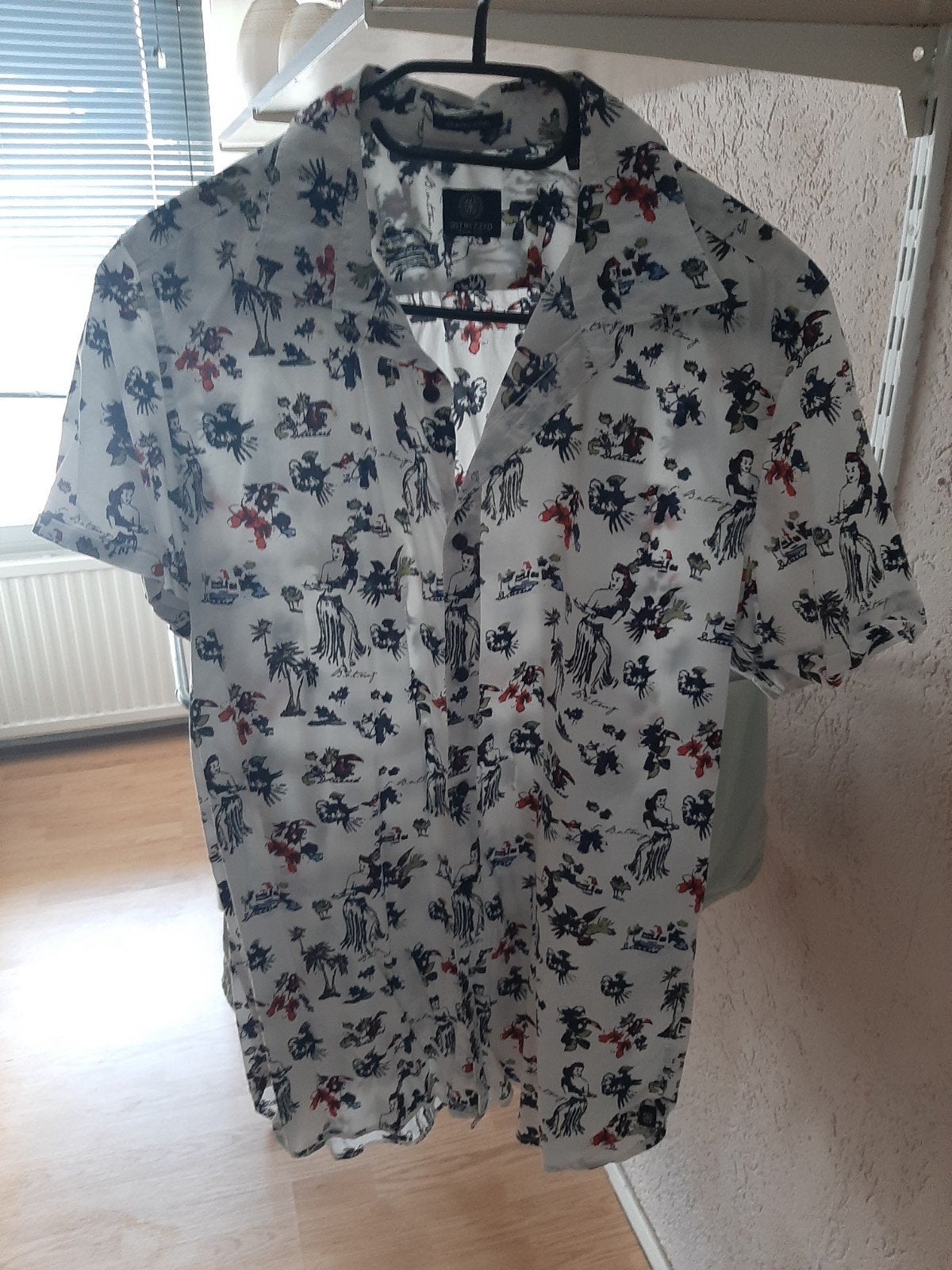 Mooi overhemd met Hawaï print, Onbekend, Wit, Ophalen of Verzenden, Overige halswijdtes
