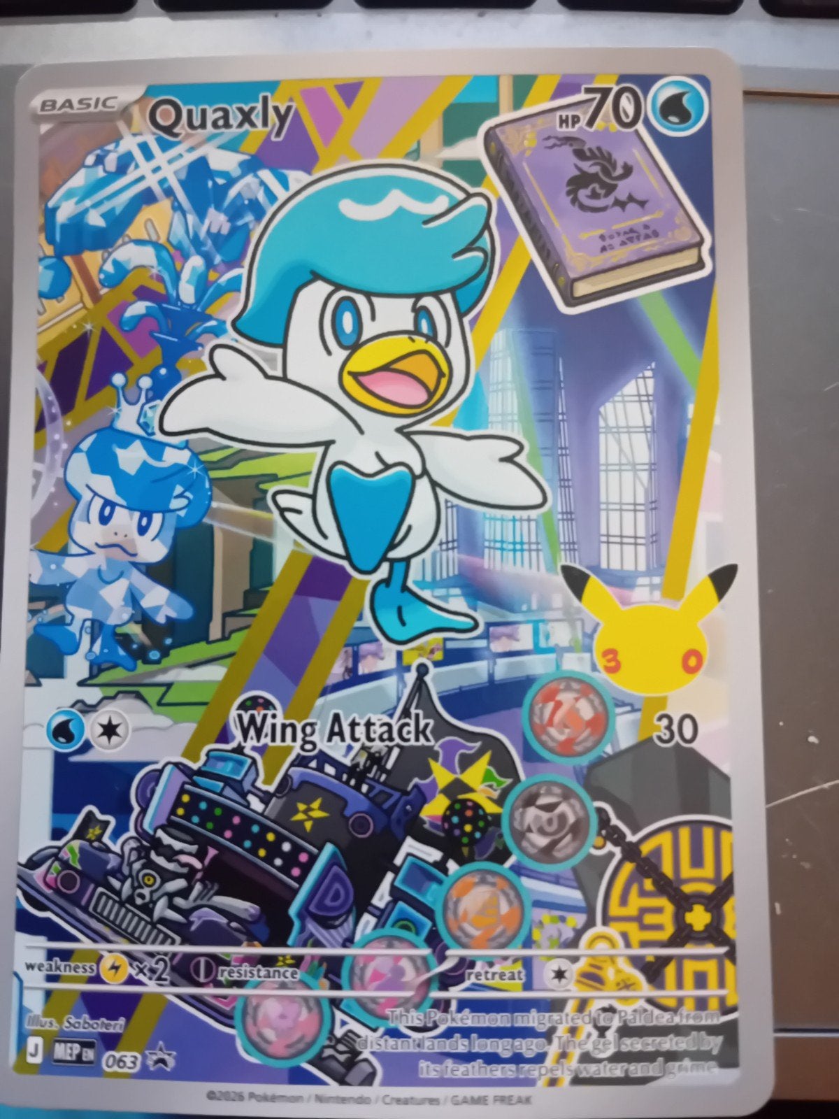 Pokémon Kaart Quaxly - Basic - HP 70, Ophalen of Verzenden, Zo goed als nieuw, Losse kaart, Foil