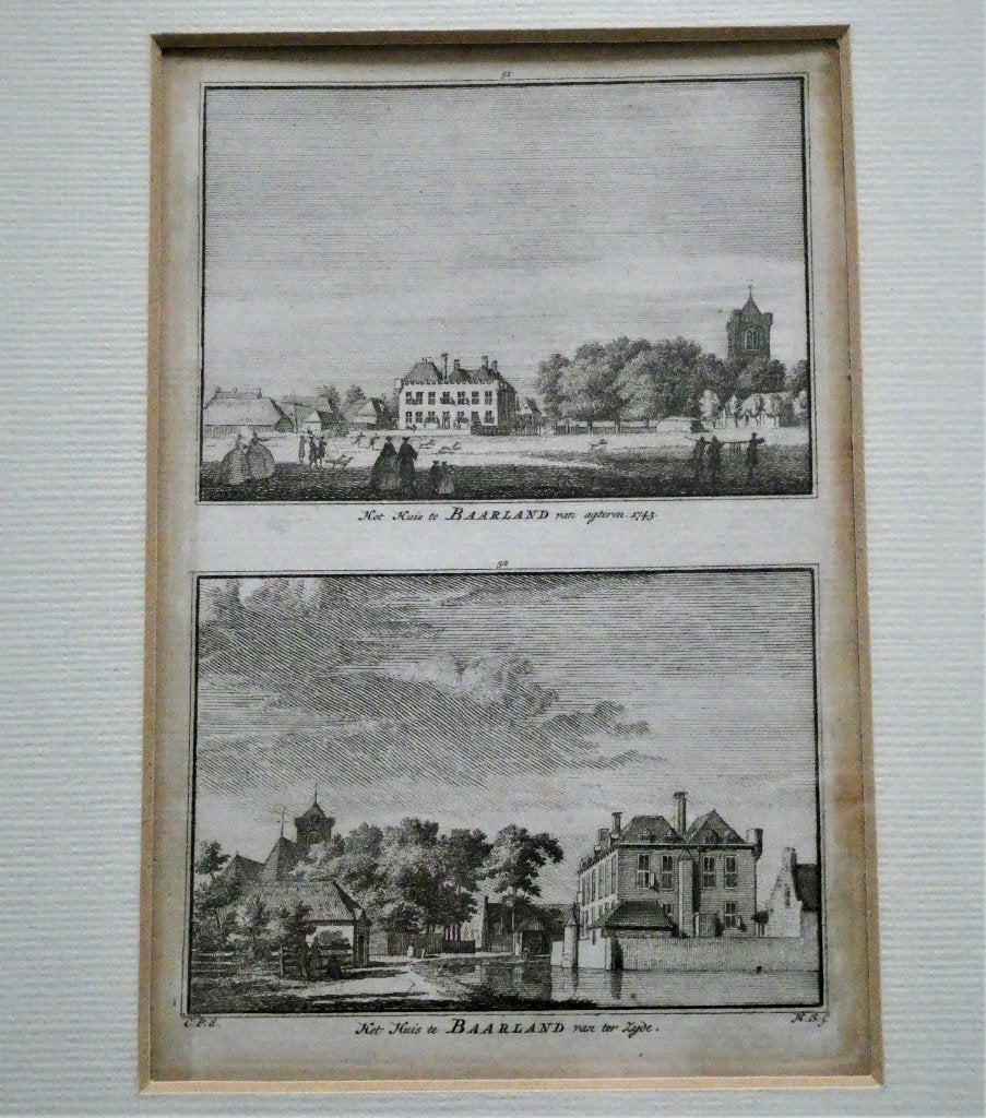 Gravure Baarland Zeeland Het Huis te Baarland Zuid Beveland, 28 cm, Ingelijst, Ets, 22 cm