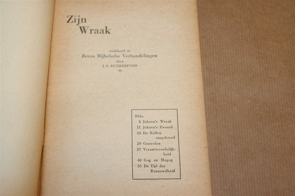 Zijn Wraak — J.F. Rutherford Jehovahs Getuigen 1936, Boeken, Ophalen of Verzenden, Gelezen