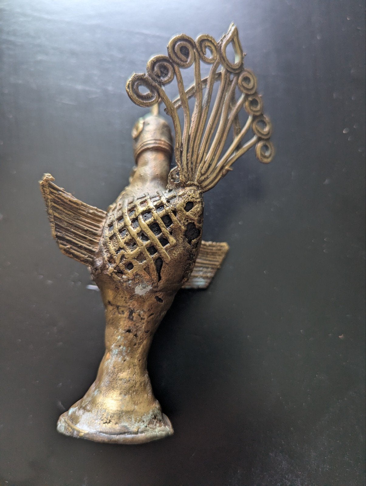 Vintage Bronzen Pauw Beeldje - Decoratief Kunstwerk, Antiek en Kunst, Ophalen of Verzenden