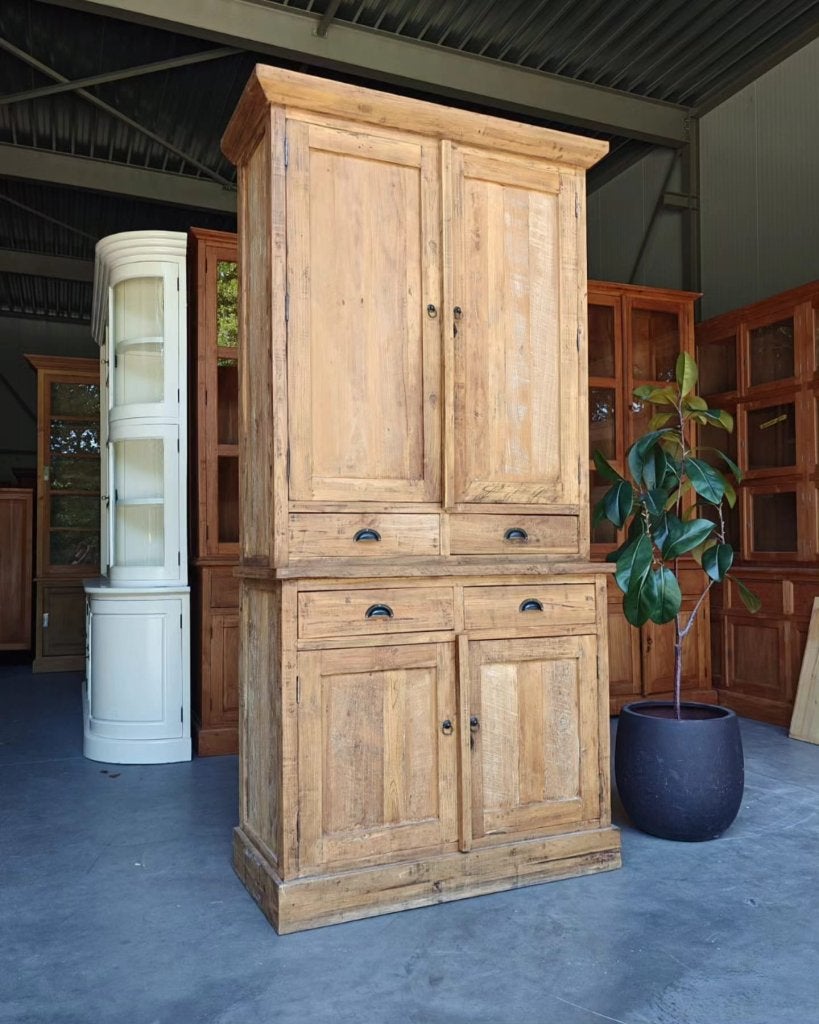 Unieke teakhouten voorraadkast | Buffetkast #5621, Glas, Gebruikt, Met deur(en), -
