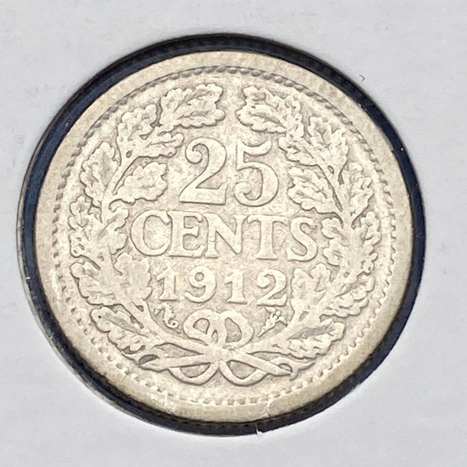25 Cent Zilver uit 1912 van Wilhelmina, Postzegels en Munten, Munten | Nederland, Verzenden, Zilver, 25 cent, Koningin Wilhelmina
