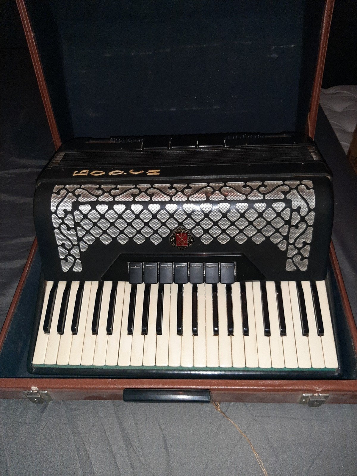 Vintage Booch Accordeon met Koffer - Gebruikt, Gebruikt, Met koffer, Toetsaccordeon, 120-bas