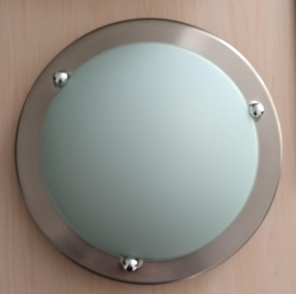 Plafondlamp / plafonnière glas met metaal, Ophalen of Verzenden, Gebruikt, Metaal, Plafondlamp