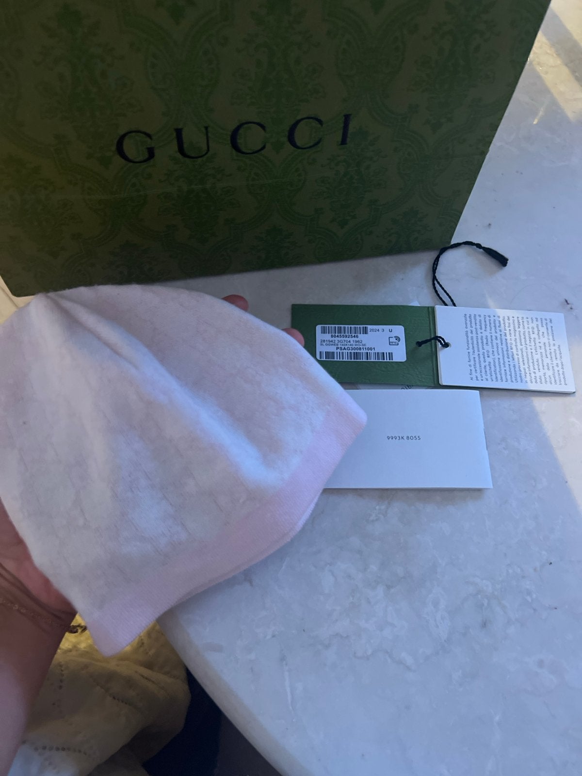 Gucci babymutsje roze - Nieuw met kaartjes, Maat 50, Meisje, Nieuw, Ophalen of Verzenden