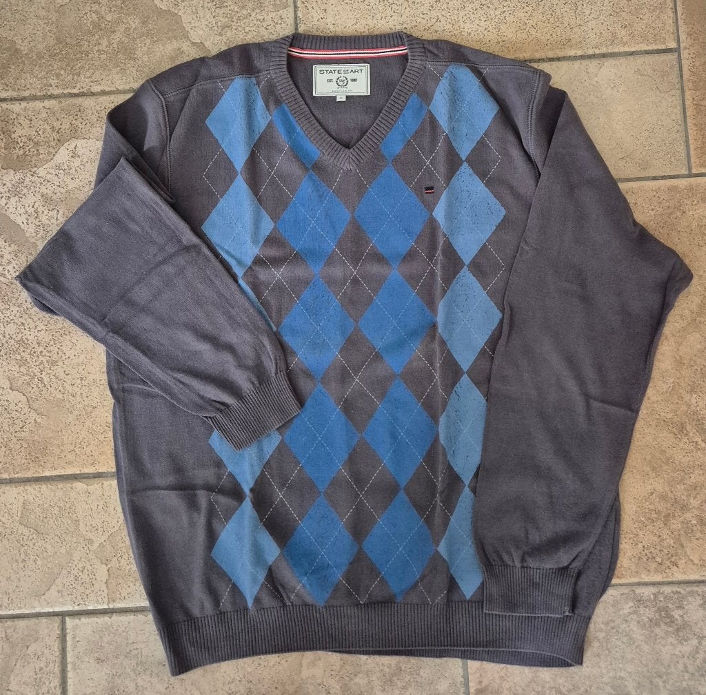 State of Art 'blokjes' antraciet trui 100% katoen Maat XL, Kleding | Heren, Truien en Vesten, State of Art, Verzenden, Overige maten