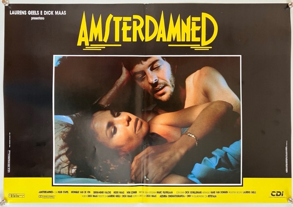 8 stuks Amsterdamned (1988) Dick Maas Originele filmposters, Verzenden, Gebruikt, A1 t/m A3, Film en Tv