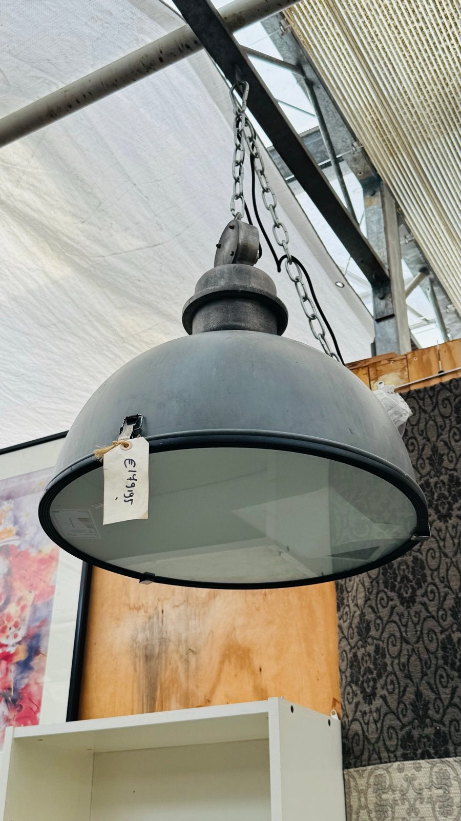 Nieuwe industriële hanglamp - Grijs metaal, Ophalen of Verzenden, Nieuw, Metaal, E27 (groot)