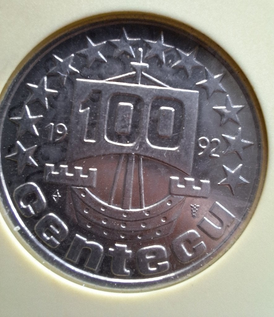 honderd cent ECU 1992 (#16), Postzegels en Munten, Penningen en Medailles, Ophalen of Verzenden, Overige materialen, Nederland