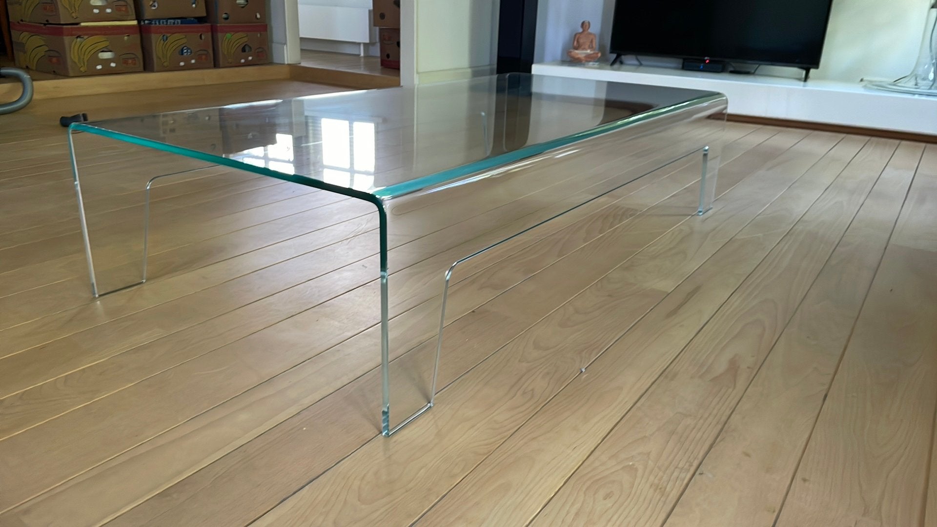 Glazen salontafel / Italiaans design, Ophalen, 100 tot 150 cm, Design, 50 tot 100 cm