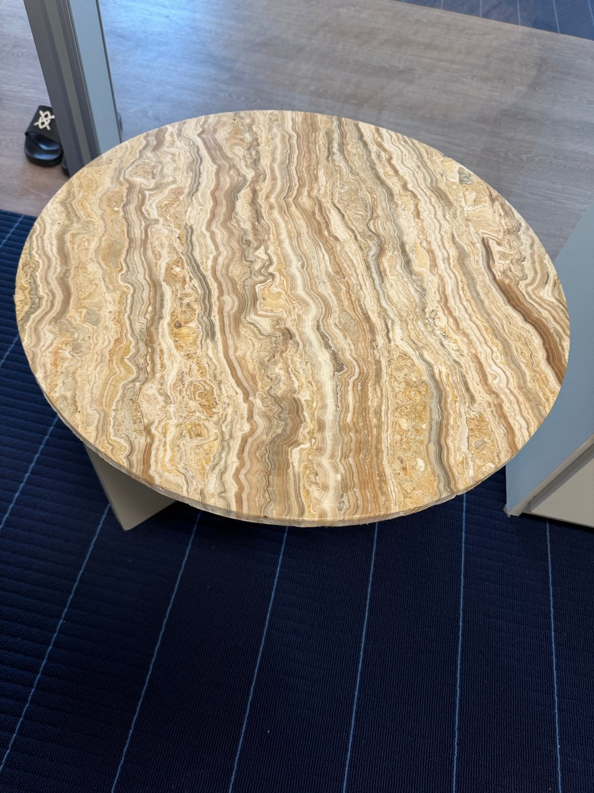 Marmerlook salontafel, Ophalen, Overige materialen, Rond, 50 tot 100 cm