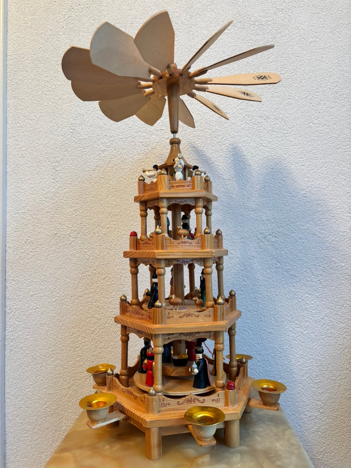 Houten kerstpiramide vintage 50 cm 4 etages, Ophalen of Verzenden, Zo goed als nieuw