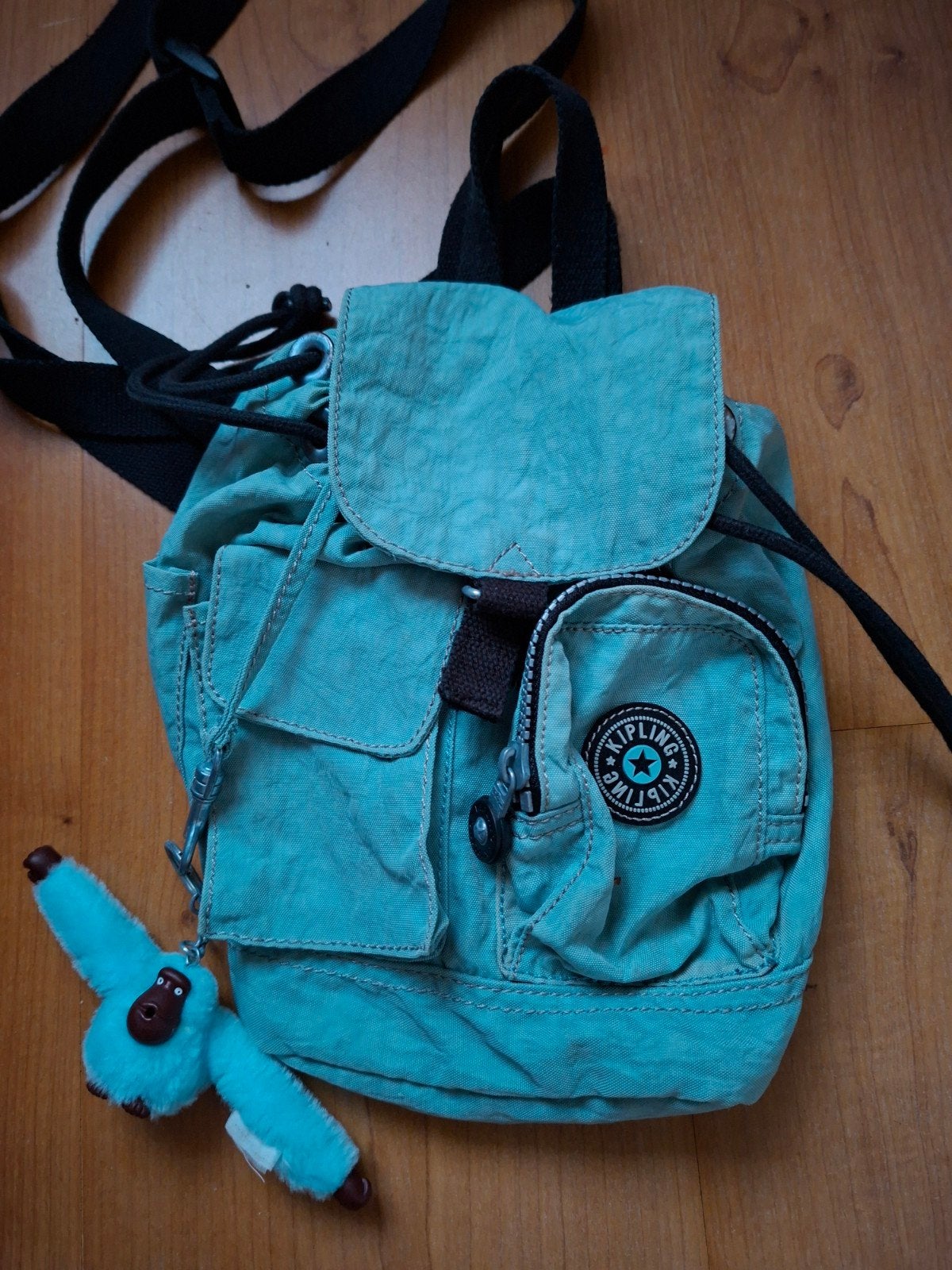 Kipling Klein Rugtasje met Aapje - Lichtblauw, Gebruikt, Ophalen of Verzenden, Minder dan 25 cm, Kipling