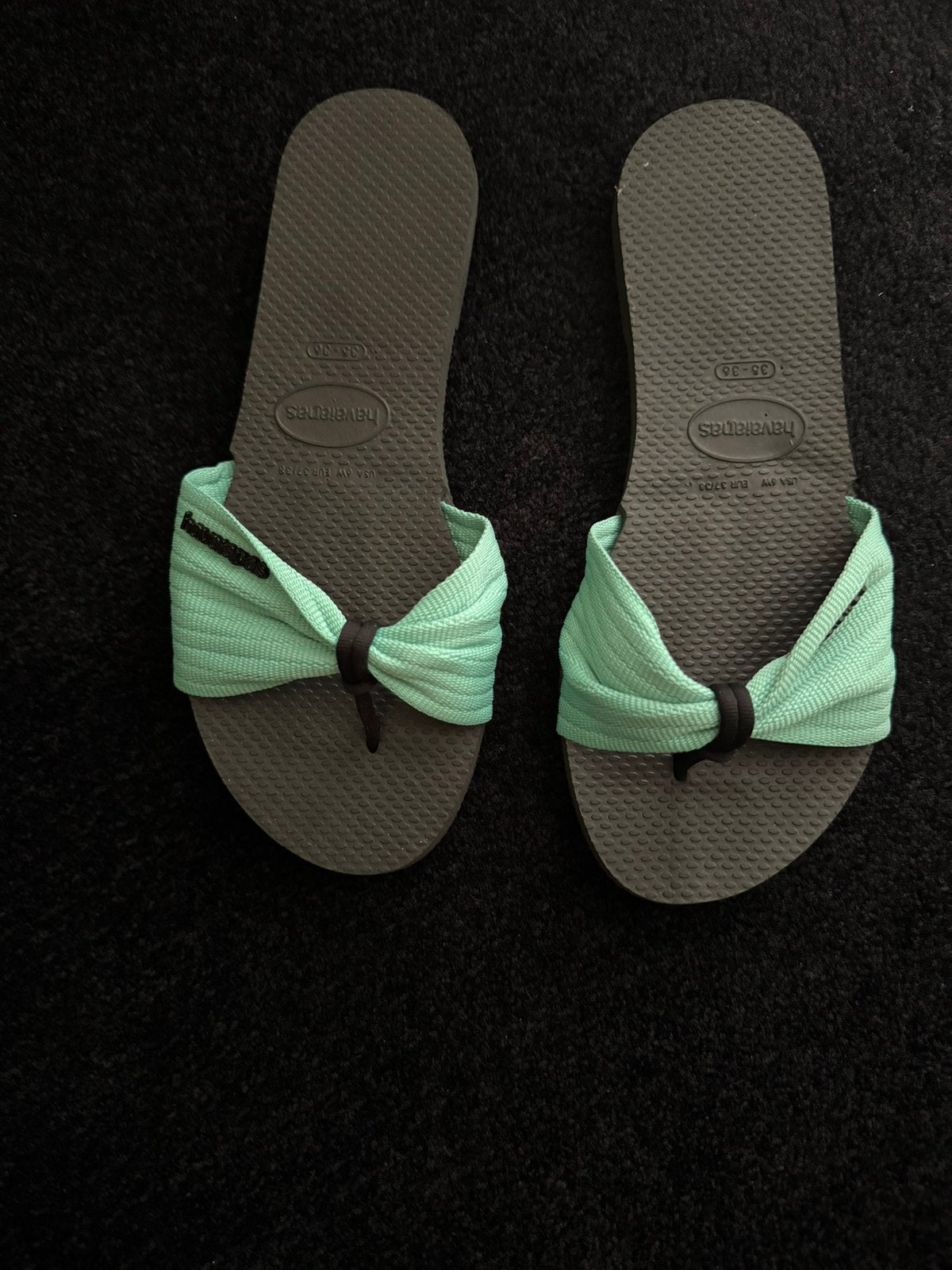 Nieuwe Havaianas slippers mint groen zwart maat 36, Slippers, Ophalen of Verzenden, Zo goed als nieuw, Groen
