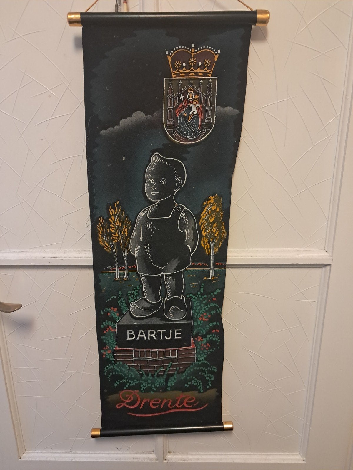 Vintage wandbanner Bartje Drenthe souvenir jaren '70, Ophalen of Verzenden, Gebruikt