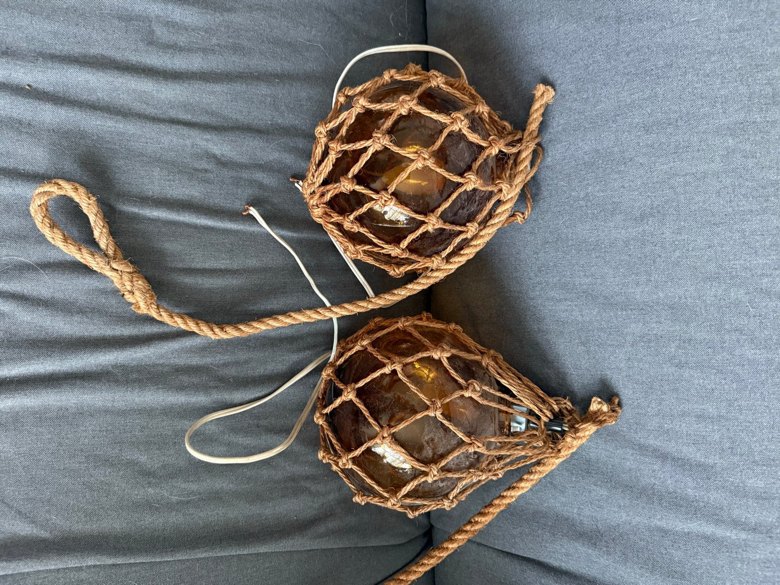 2 decoratieve visnetlampen 50 jaar oud uit eigen kamer, Ophalen of Verzenden