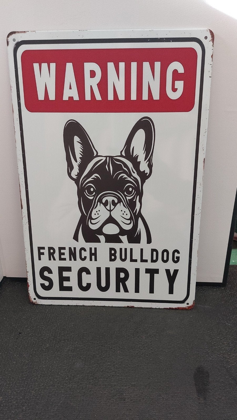 Waarschuwingsbord French Bulldog Security 20x30cm, Vintage, Meerkleurig, Nieuw, Ophalen of Verzenden